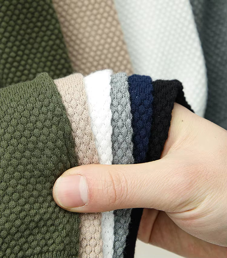 Polo Masculina Respirável em Algodão Texturizado