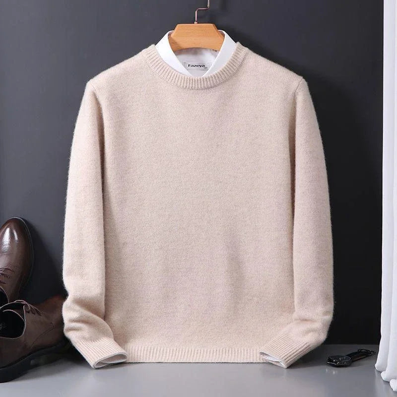 Suéter masculino oversized com gola careca e caimento moderno estilo coreano para inverno