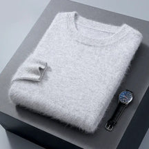 Suéter masculino  cashmere com gola careca e acabamento macio elegante para inverno
