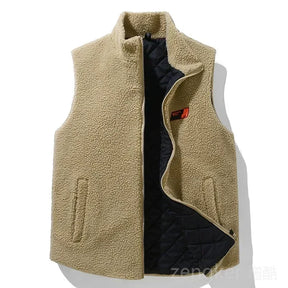 colete masculino fleece teddy bege com zíper frontal ideal para inverno e tamanhos grandes