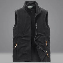 colete masculino cinza fleece aveludado com bolsos e zíper frontal estilo casual confortável para inverno