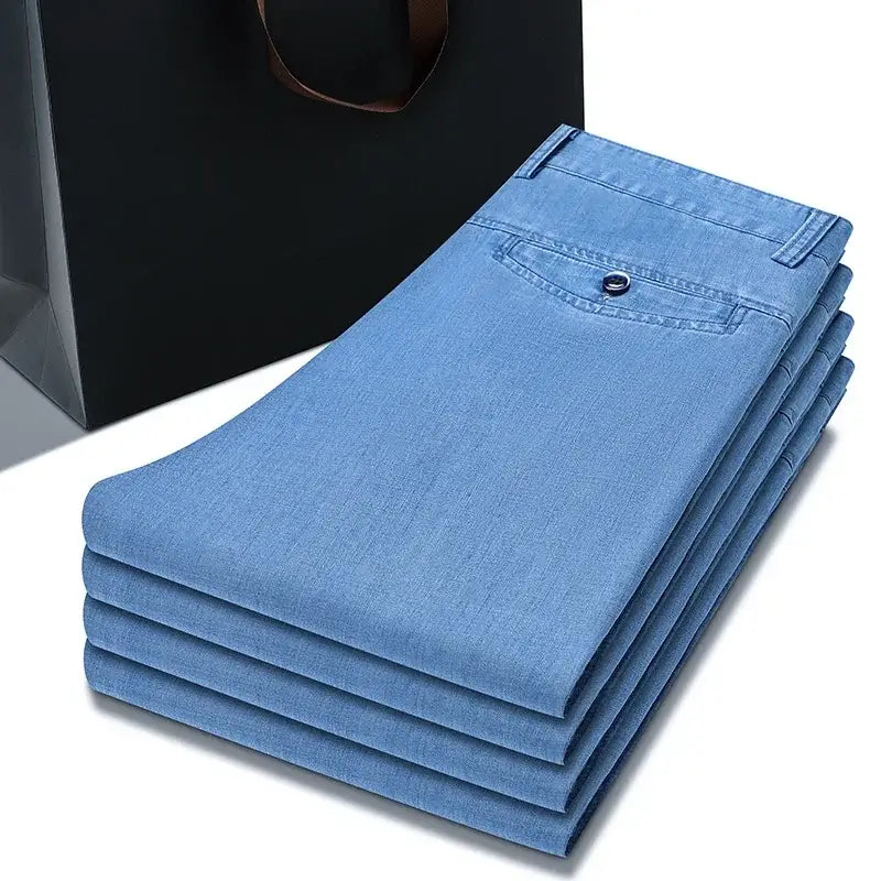 Calça Jeans Masculina Reta Leve em Algodão Denim