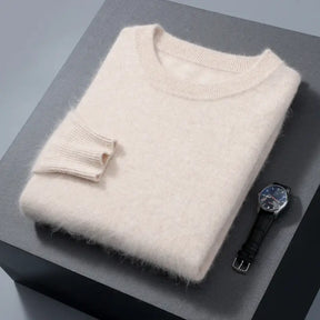 Suéter masculino  cashmere com gola careca e acabamento macio elegante para inverno