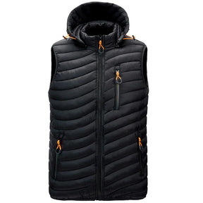 colete masculino acolchoado com capuz e zíper bolsos frontais ideal para inverno e uso casual