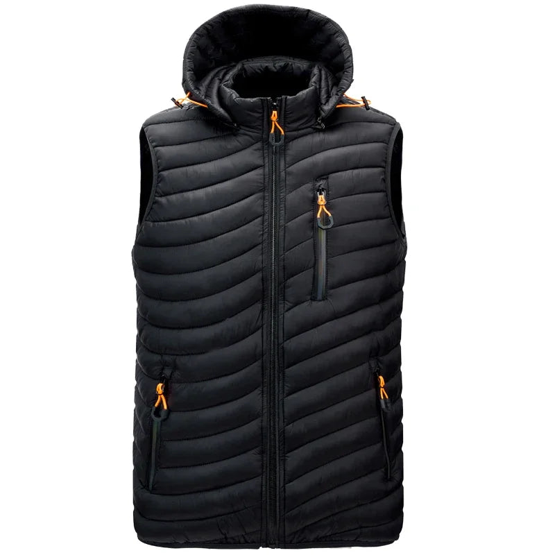 colete masculino acolchoado com capuz e zíper bolsos frontais ideal para inverno e uso casual