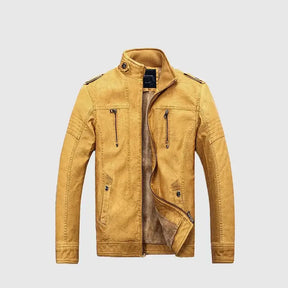 Jaqueta biker masculina com forro interno térmico e design moderno