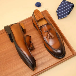 Sapato Masculino Loafer Tassel Em Couro Legítimo Formal