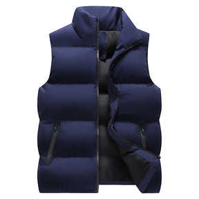 colete masculino puffer com zíper e bolsos frontais estilo minimalista para inverno