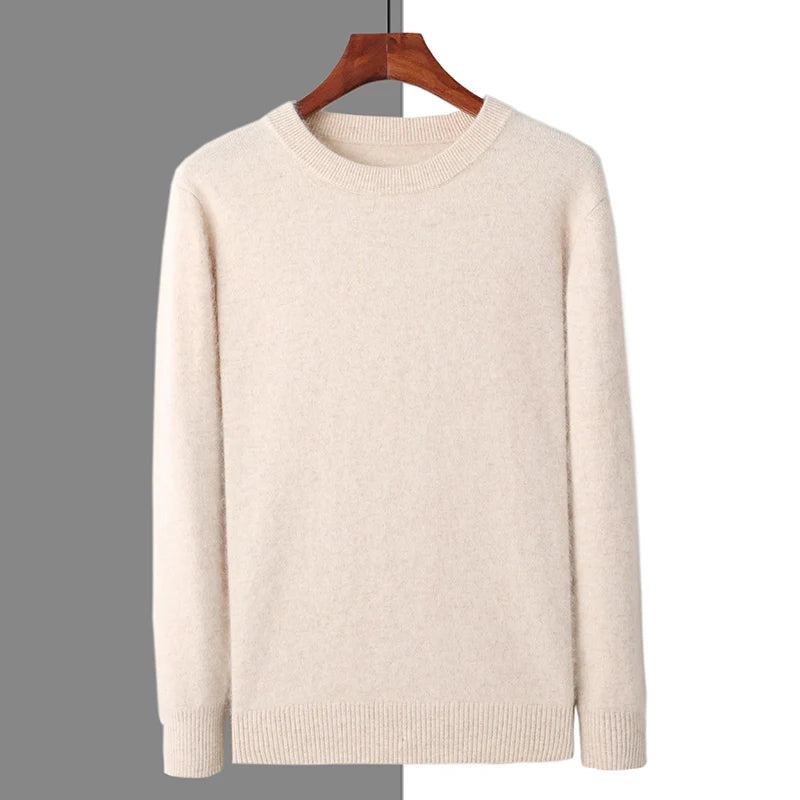 Suéter masculino  cashmere com gola careca e acabamento macio elegante para inverno