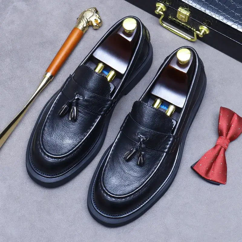 Sapato Masculino Loafer Tassel Em Couro Legítimo Clássico