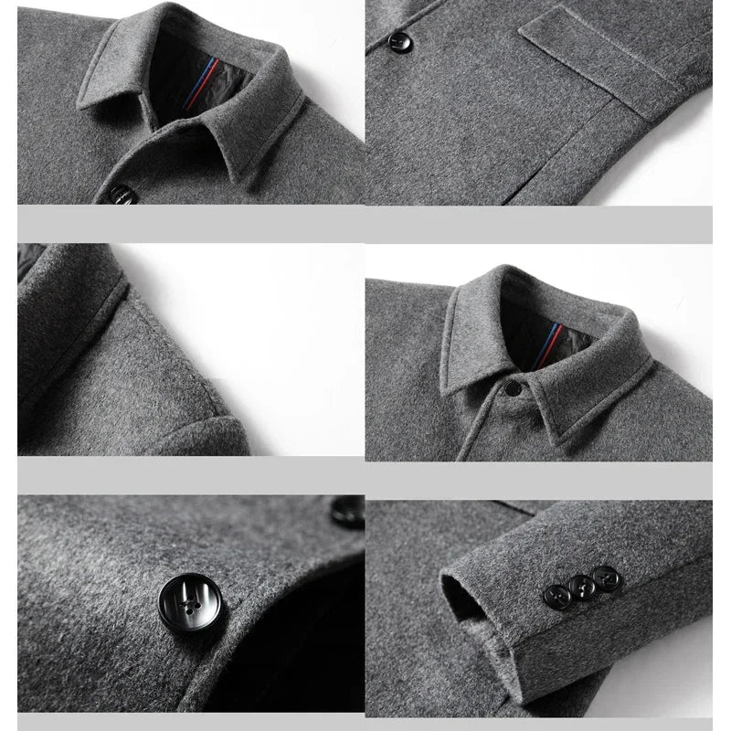 Sobretudo masculino de lã premium com corte alongado elegante e visual sofisticado para inverno e ocasiões executivas