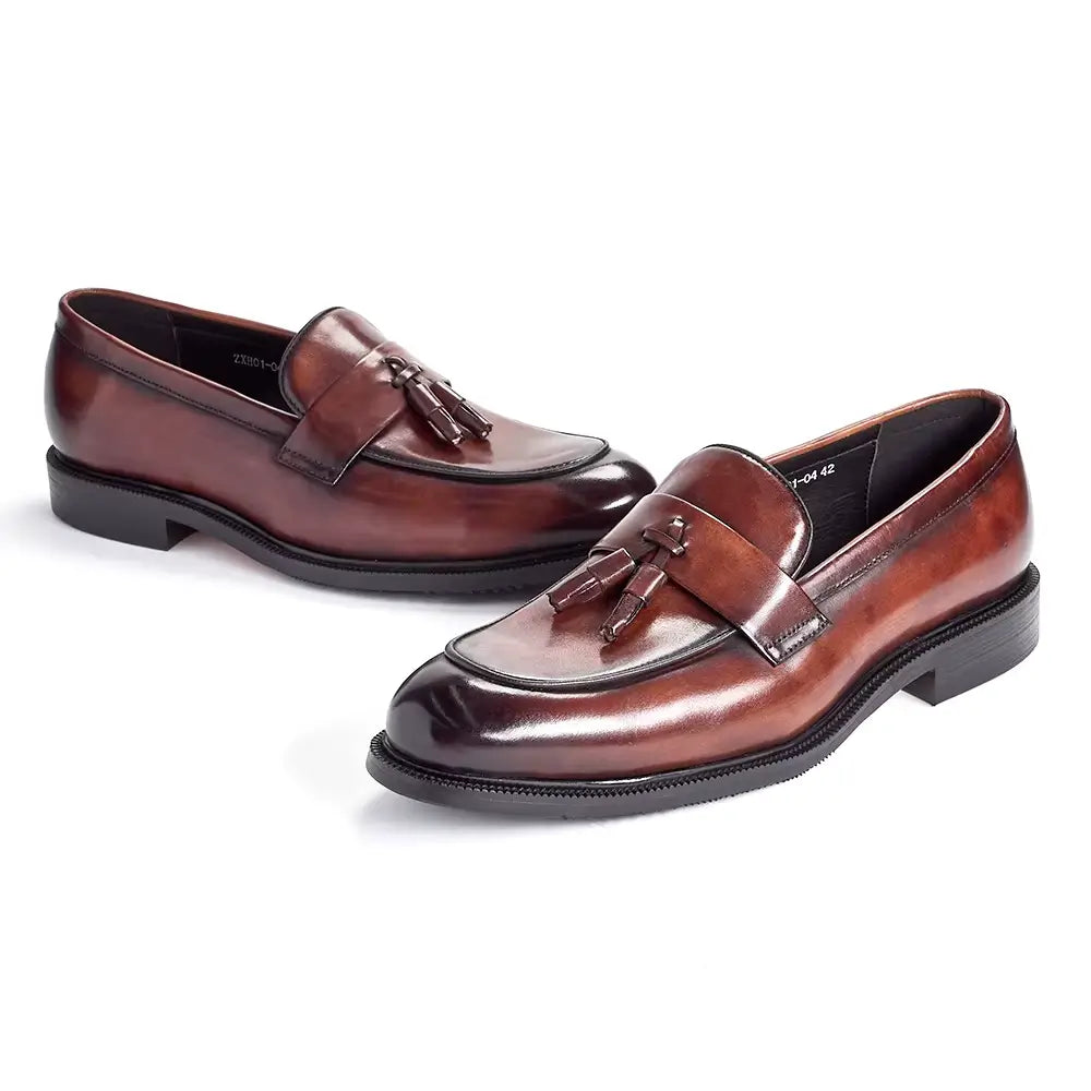 Sapato Masculino Loafer Em Couro Com Tassel