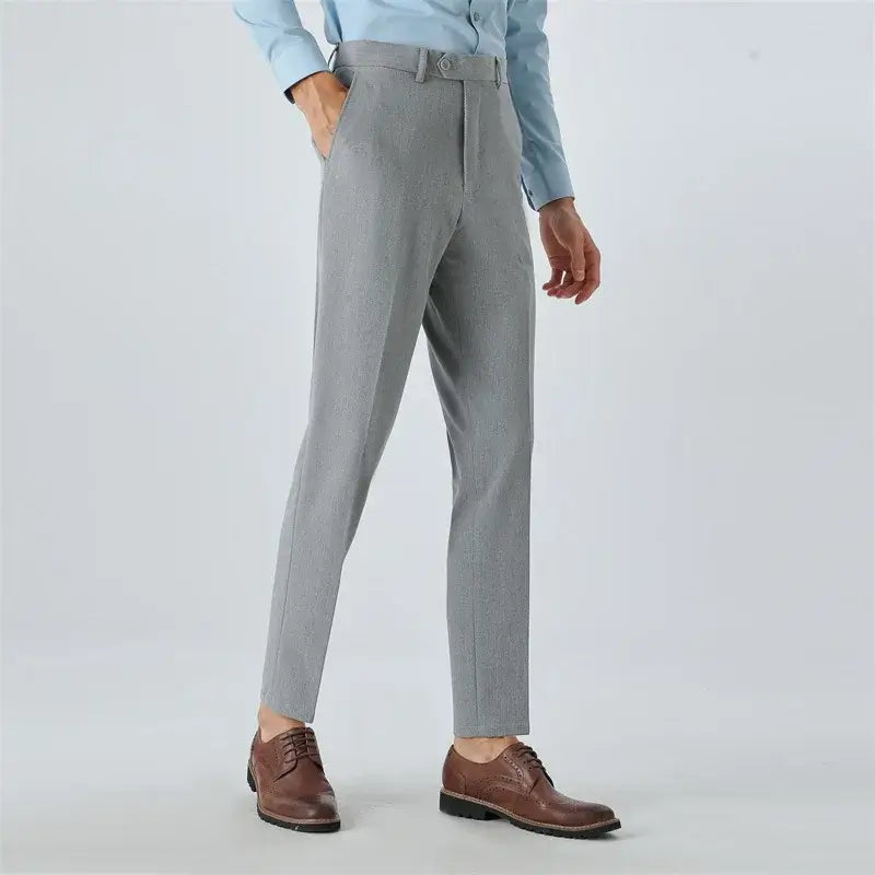 Calça Social Masculina Slim Reta em Tecido Premium que Não Amassa