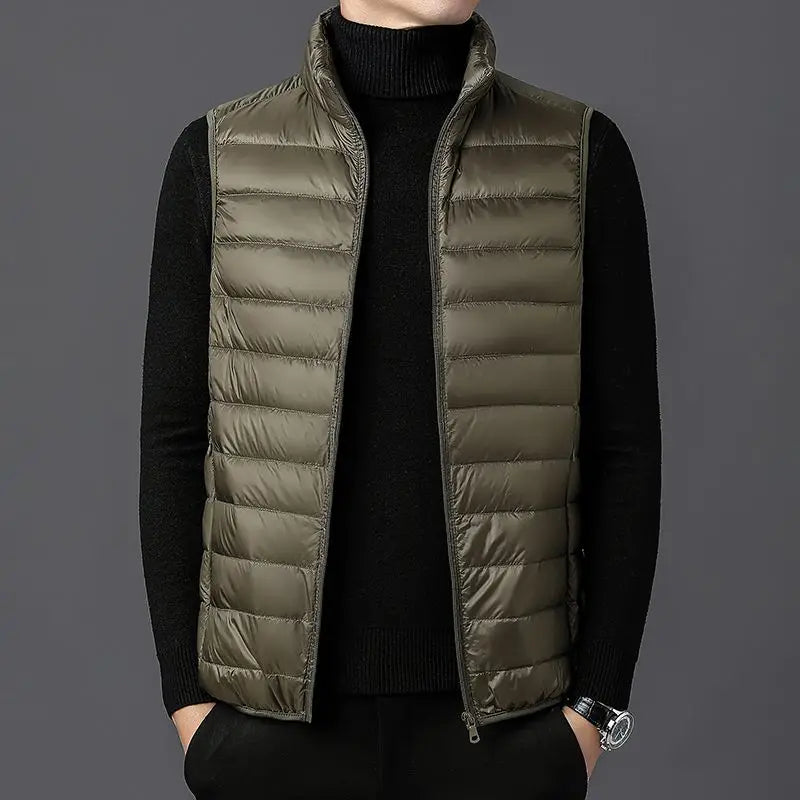 colete masculino puffer leve com design minimalista e gola alta ideal para meia estação e looks elegantes
