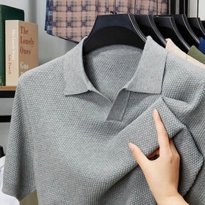 Polo Masculina Respirável em Algodão Texturizado