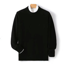 Suéter masculino em lã e cashmere com gola careca e textura elegante para inverno