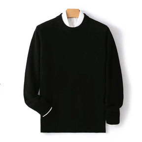 Suéter masculino em lã e cashmere com gola careca e textura elegante para inverno