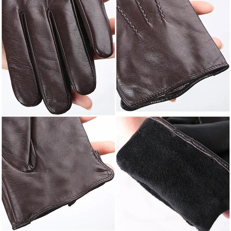 Luva Masculina Verona marrom escuro em couro premium com acabamento elegante e proteção térmica para dias frios.