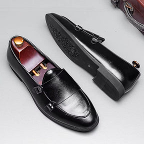 Sapato Masculino Monk Strap Em Couro Polido