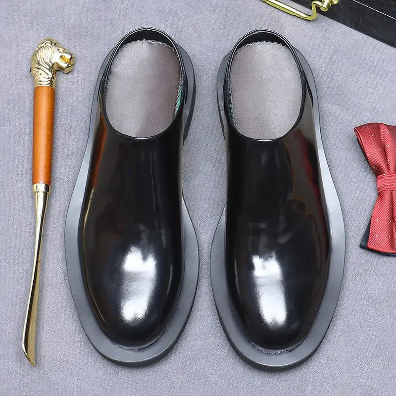 Sapato Masculino Loafer Mule Em Couro Polido Premium