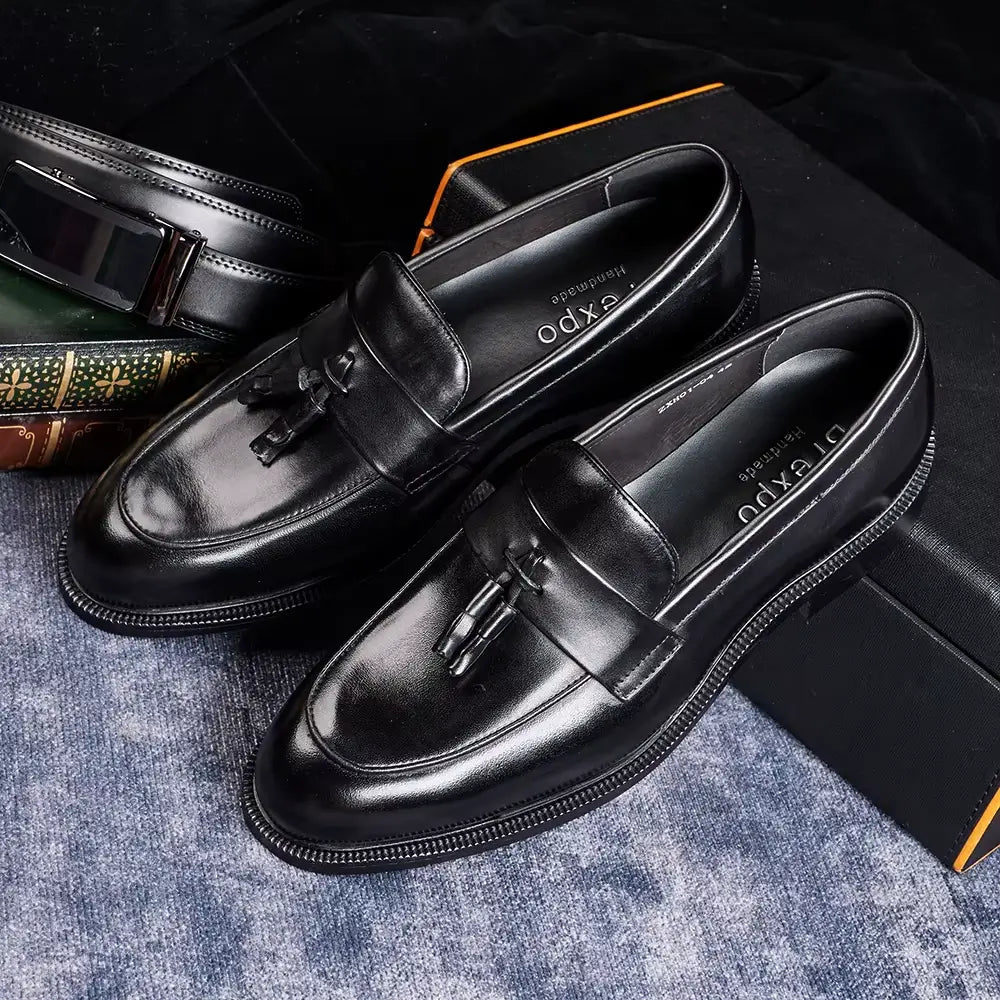 Sapato Masculino Loafer Em Couro Com Tassel