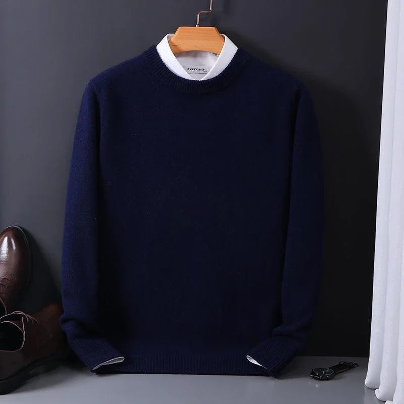 Suéter masculino oversized com gola careca e caimento moderno estilo coreano para inverno