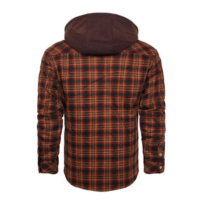 Jaqueta flanela masculina xadrez com capuz removível inverno