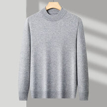 Suéter masculino gola alta em malha tricot dobrado em caixa preta com visual elegante para outono e inverno