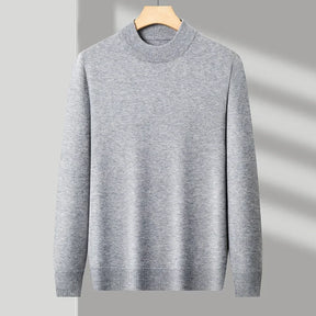 Suéter masculino gola alta em malha tricot dobrado em caixa preta com visual elegante para outono e inverno