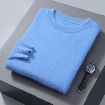 Suéter masculino  cashmere com gola careca e acabamento macio elegante para inverno
