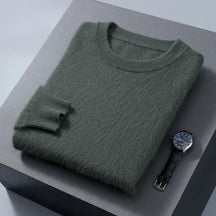 Suéter masculino  cashmere com gola careca e acabamento macio elegante para inverno