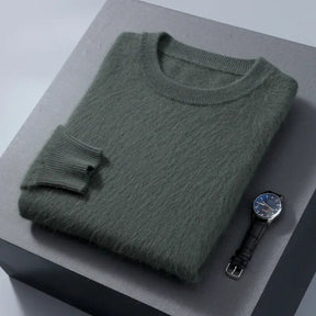 Suéter masculino  cashmere com gola careca e acabamento macio elegante para inverno