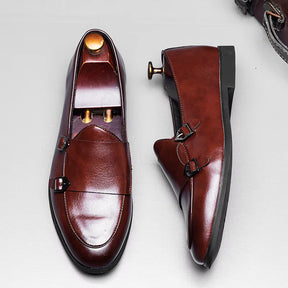 Sapato Masculino Monk Strap Em Couro Polido