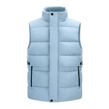 colete masculino puffer com bolsos grandes e fechamento duplo com zíper e botões estilo premium para inverno
