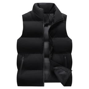colete masculino puffer com zíper e bolsos frontais estilo minimalista para inverno