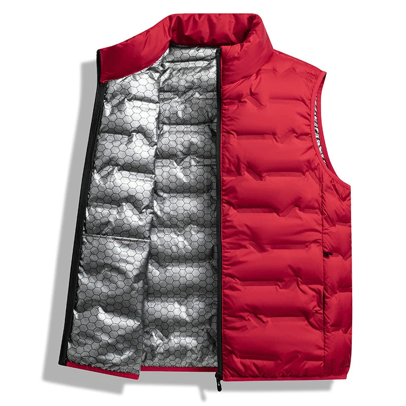 colete masculino térmico preto ultraleve com forro refletivo interno e gola alta ideal para inverno