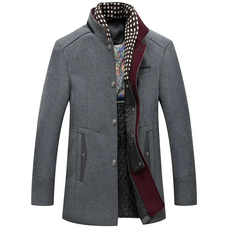 sobretudo masculino  lã premium gola alta elegante inverno