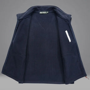 colete masculino cinza fleece aveludado com bolsos e zíper frontal estilo casual confortável para inverno