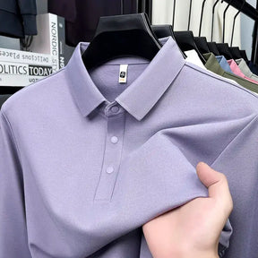 Camisa Polo Masculina Milano SilkBlend – Manga Longa Respirável Elegante