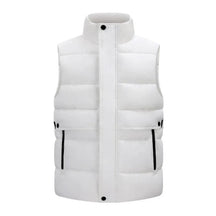 colete masculino puffer com bolsos grandes e fechamento duplo com zíper e botões estilo premium para inverno