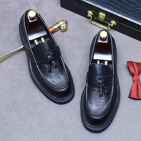 Sapato Masculino Loafer Tassel Em Couro Legítimo Clássico