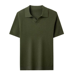 Polo Masculina Respirável em Algodão Texturizado