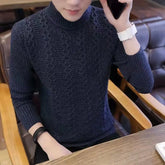 Suéter Masculino Tricô Texturizado Gola Alta
