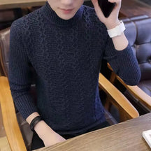 Suéter Masculino Tricô Texturizado Gola Alta