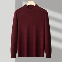 Suéter masculino gola alta em malha tricot dobrado em caixa preta com visual elegante para outono e inverno