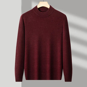Suéter masculino gola alta em malha tricot dobrado em caixa preta com visual elegante para outono e inverno