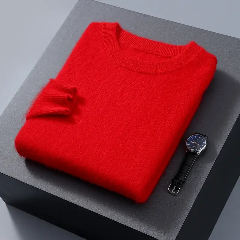 Suéter masculino  cashmere com gola careca e acabamento macio elegante para inverno
