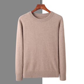 Suéter masculino  cashmere com gola careca e acabamento macio elegante para inverno