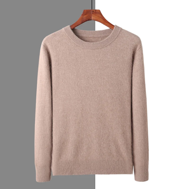Suéter masculino  cashmere com gola careca e acabamento macio elegante para inverno