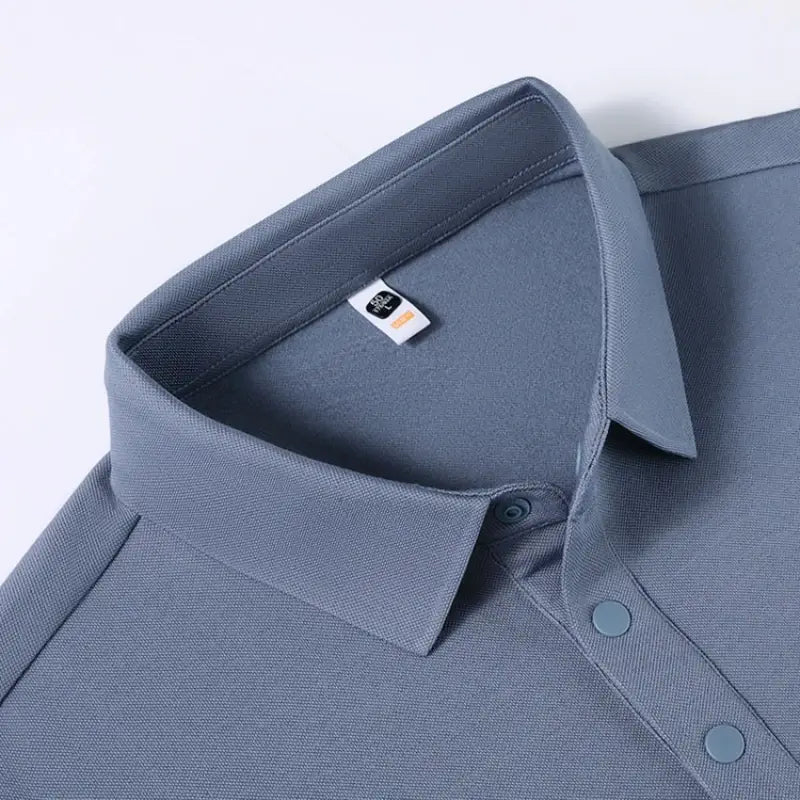 Camisa Polo Masculina Milano SilkBlend – Manga Longa Respirável Elegante